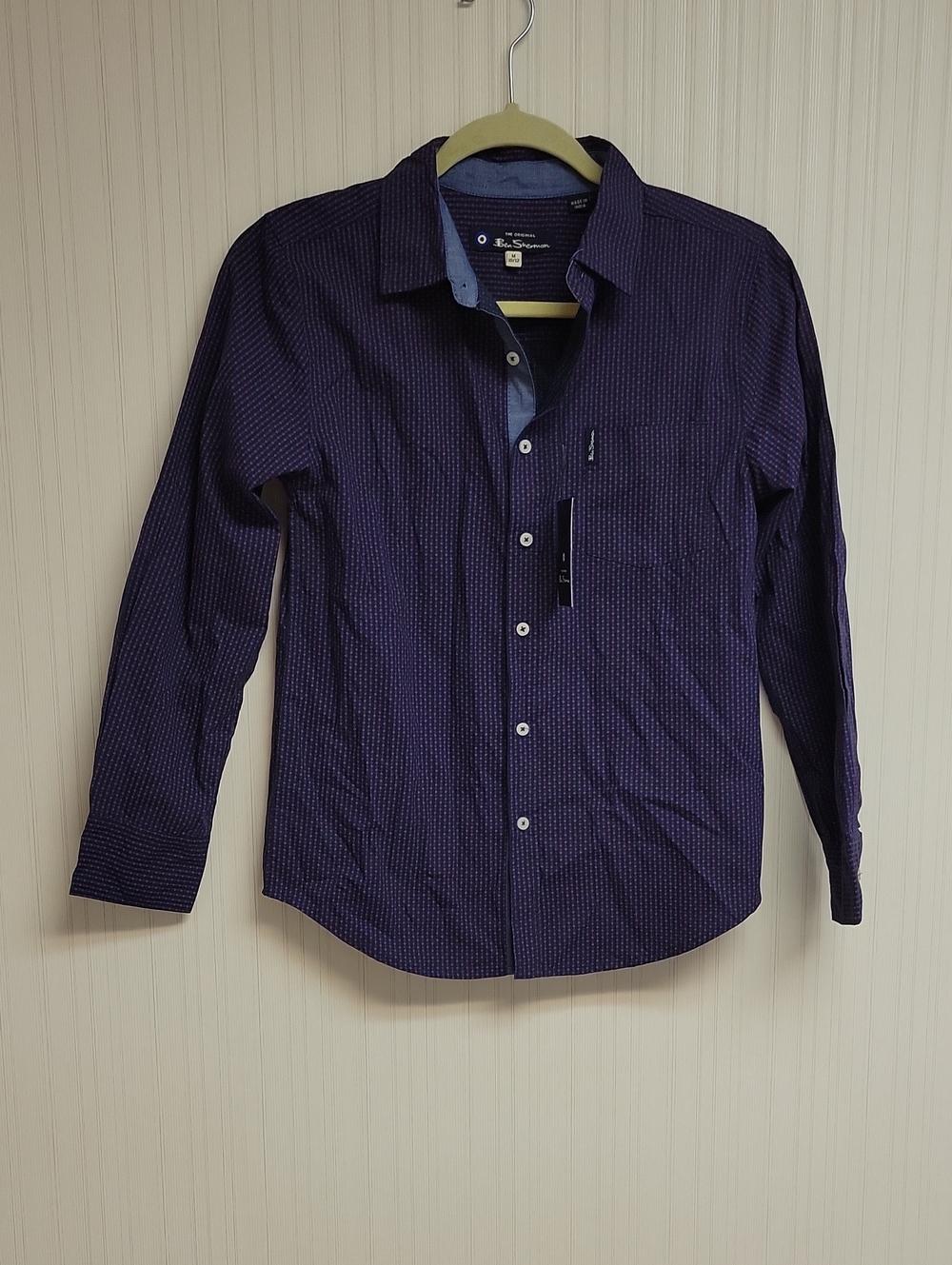 Ben Sherman Purple Patterned Long-Sleeve Shirt Boy's 10/12 New Academia